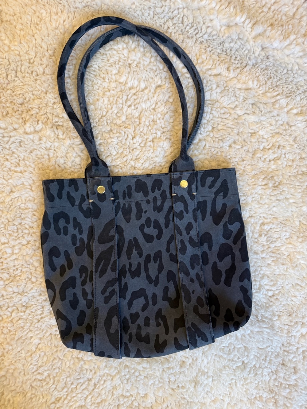 Anthropologie Clare V Black Gray Leopard Print Tote Bag